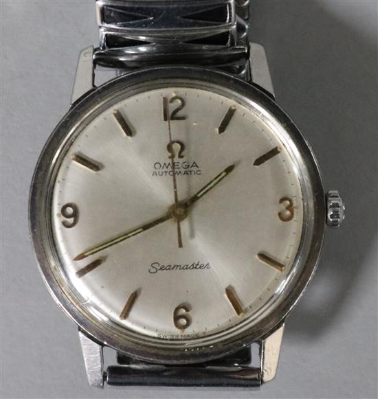 A gentlemans 1960s stainless steel Omega Seamaster automatic wrist watch.